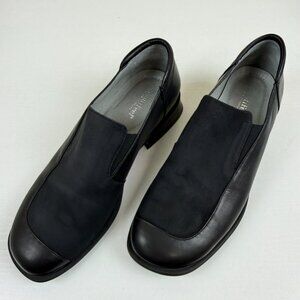 EUC BeautiFeel Two Tone Black Leather Slip On Loafer